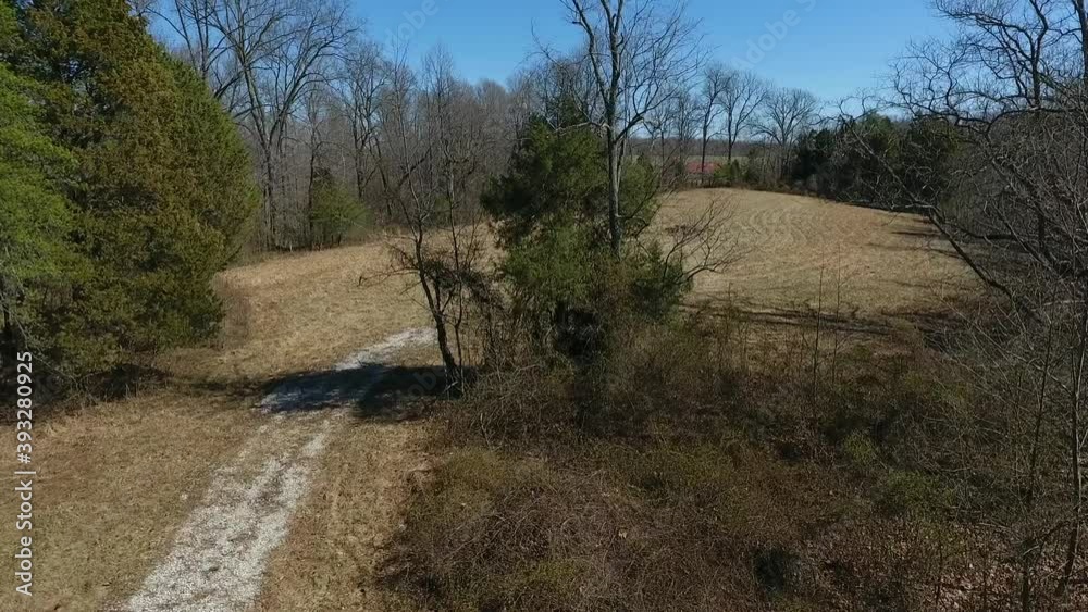 Rural Gravel Back Road Indiana near New Albany in Winter Drone View Rural Gravel Back Road Indiana near New Albany in Winter Drone View