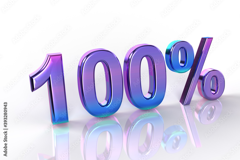 100 percent discount number in chrome violet and pink color. 100 percent discount number in chrome violet and pink color.