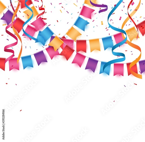 Birthday celebration banner with Colorful bunting flags