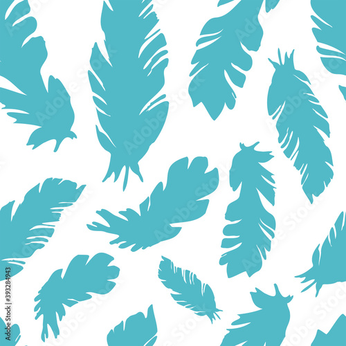 Seamless pattern with banana leaves on a white background. Vector background of tropical leaves. Vector illustration in flat style for decorating children's room, Wallpaper, wrapping paper and fabric.