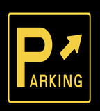 Vector sign with words no parking, vector illustration isolated on Black background