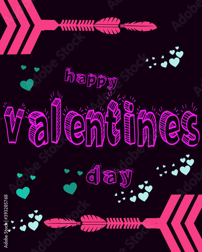 happy valentines day design with black Background