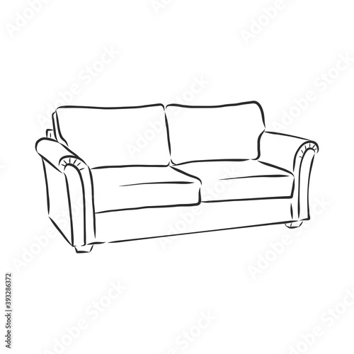 Sofa outline icon. Couch silhouette. Furniture for living room. Vector illustration. sofa vector sketch illustration