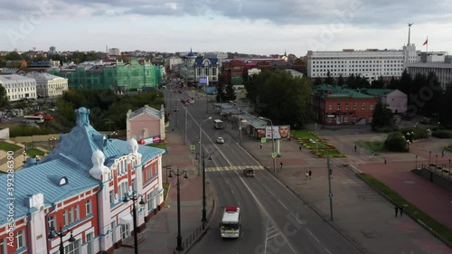 Landscape of an ancient city in the evening light, video from a quadrocopter