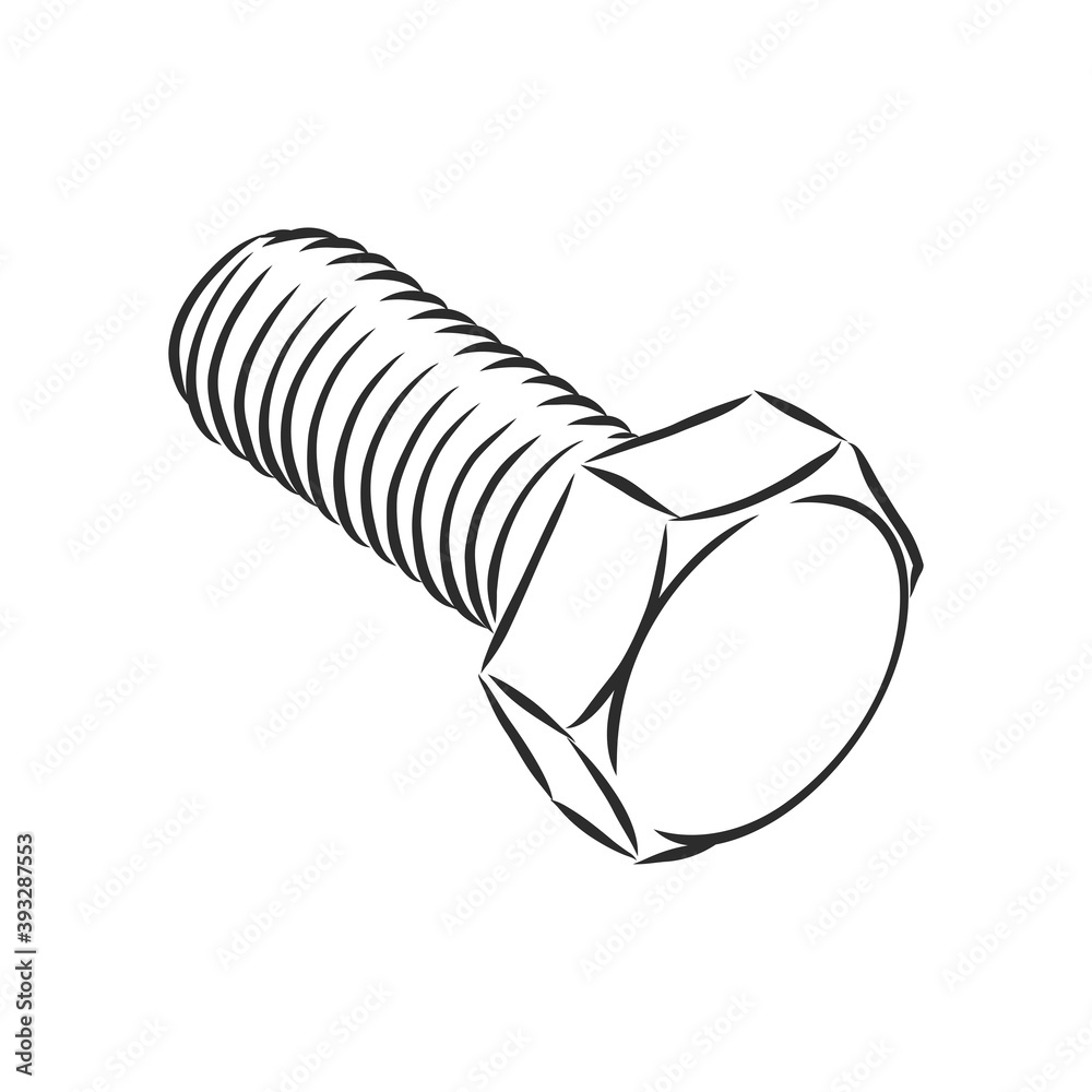 Bolt icon. Vector illustration of a screw. Hand drawn bolt, screw tool. bolt, metal, vector