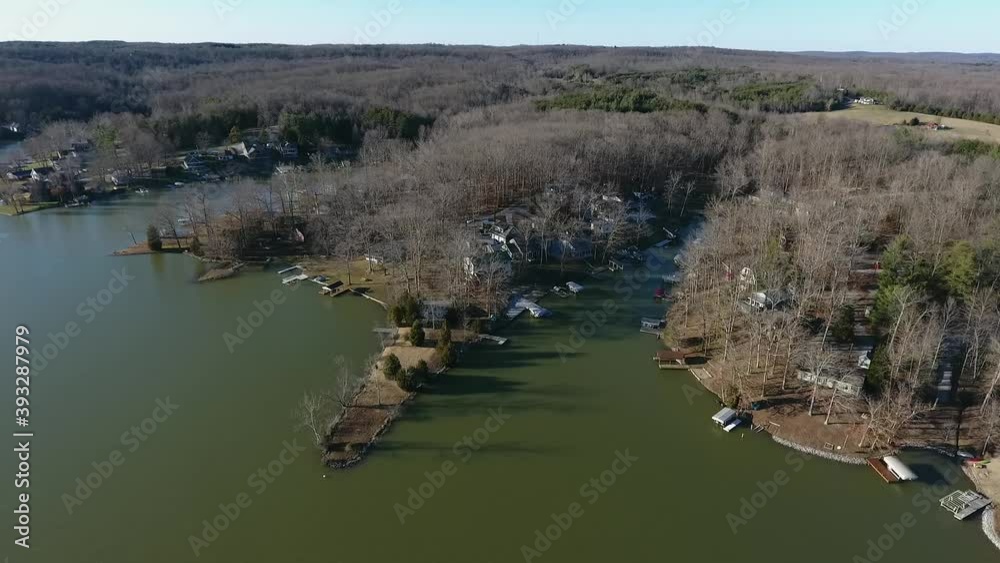 Rural Indiana near New Albany in Winter Drone View