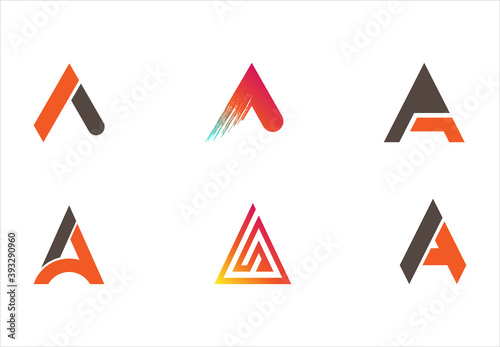 set of minimal creative unique abstract alphabet letter a logo design