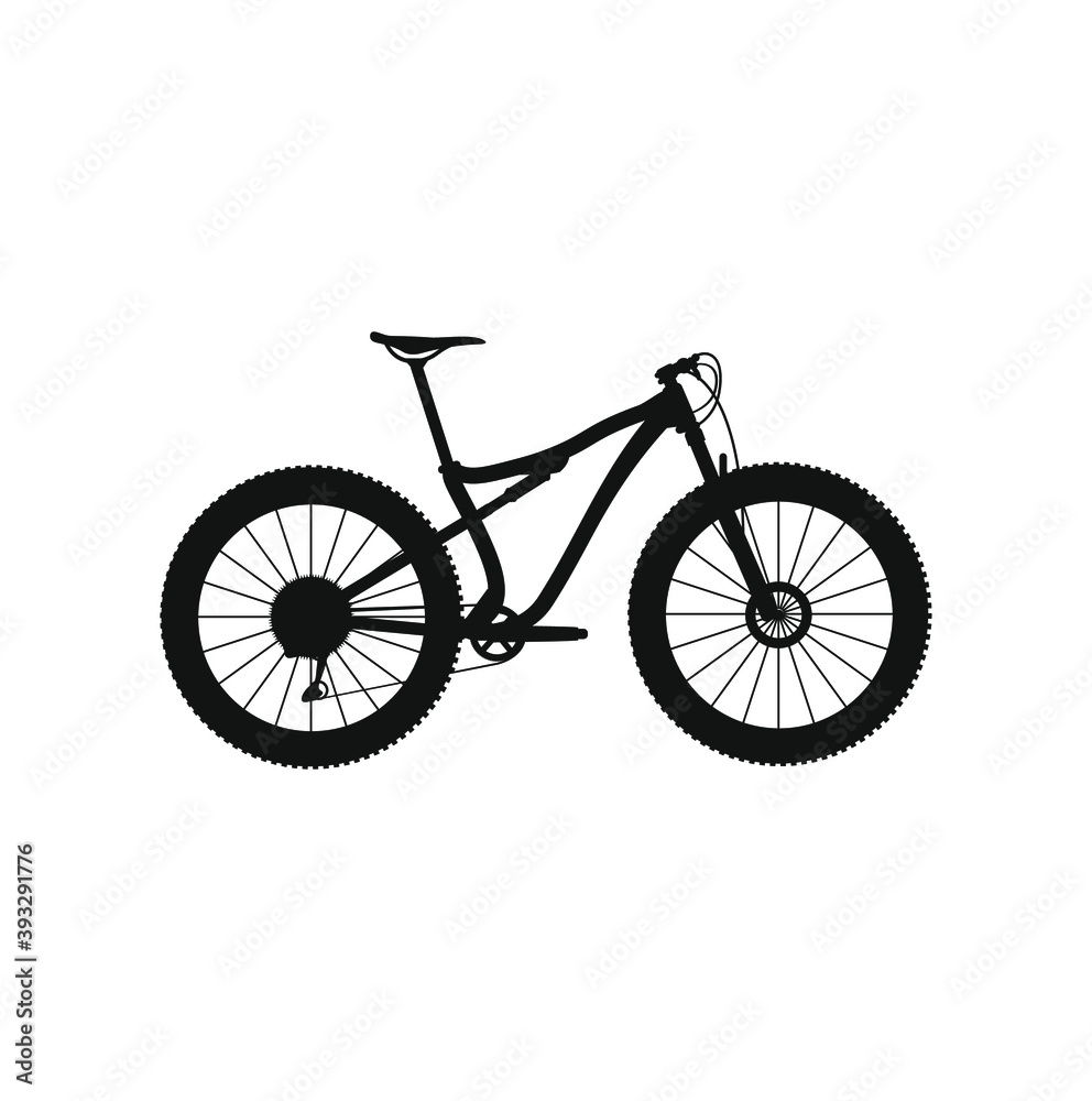 double suspension mountain bike on white background