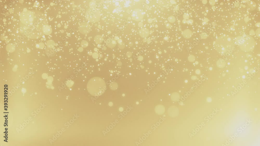 Warm festive backdrop. Christmas blurred dots. Defocused particles background. Bokeh lights. Gold glitter. 3840x2160 4k seamless loop video