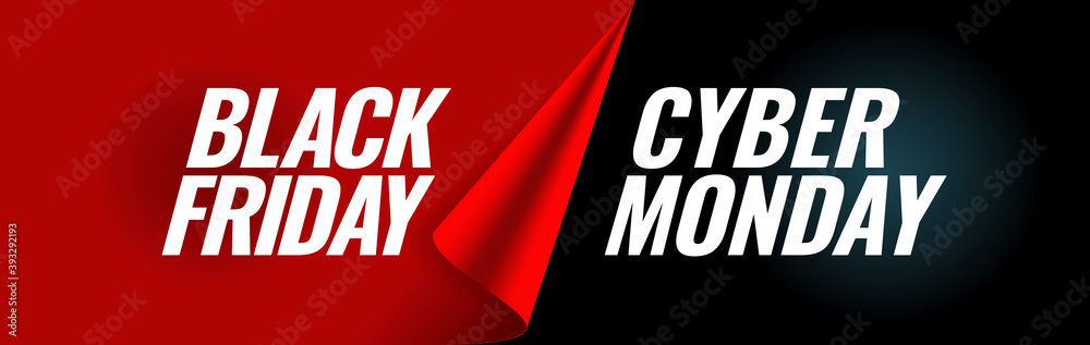 Black friday and cyber monday promotion banner. Poster template. Vector illustration Black friday and cyber monday promotion banner. Poster template. Vector illustration
