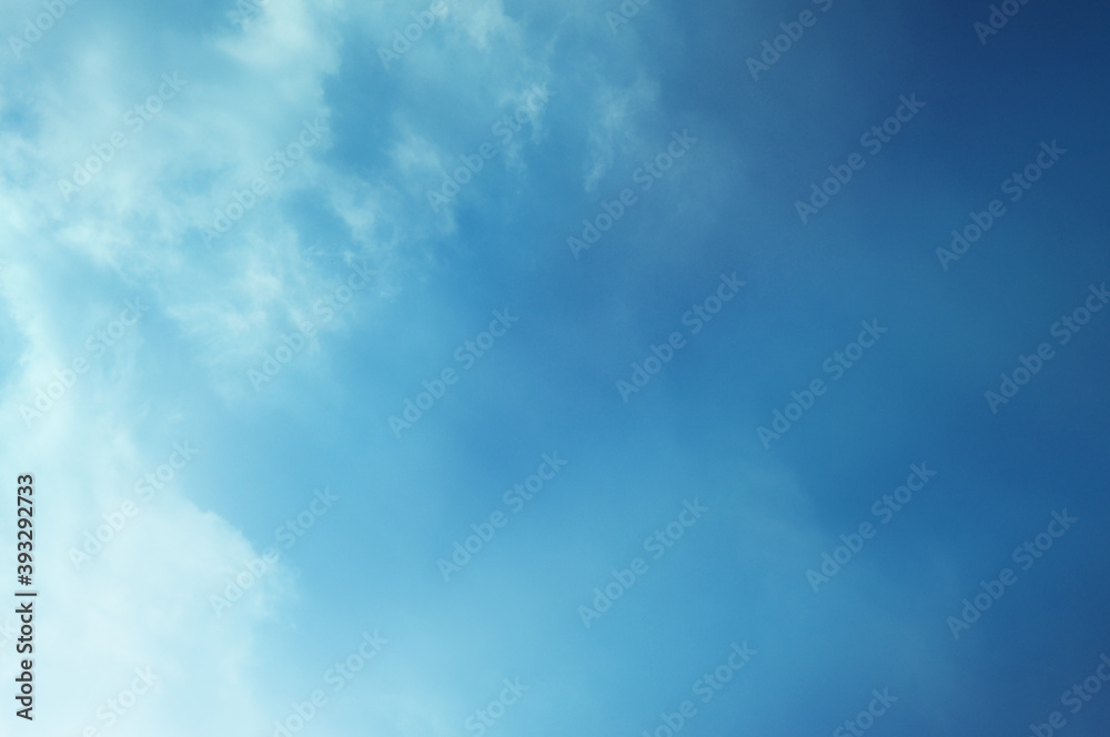 Obraz premium Blue Sky with white cloud and clear abstract. Beautiful air sunlight with clound scape colorful. Blackdrop for wallpaper backdrop background. 