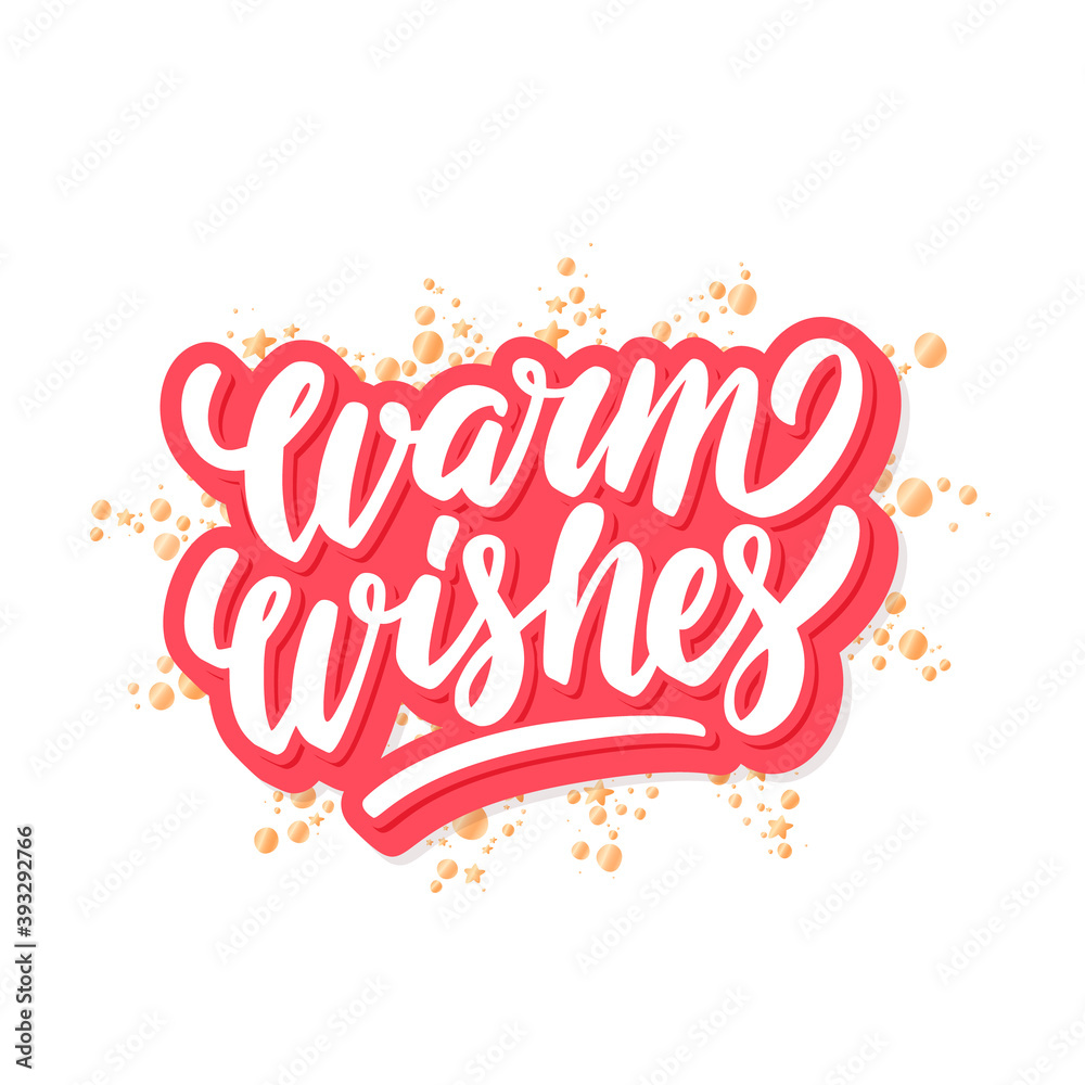Warm wishes. Merry Christmas vector lettering greeting card.