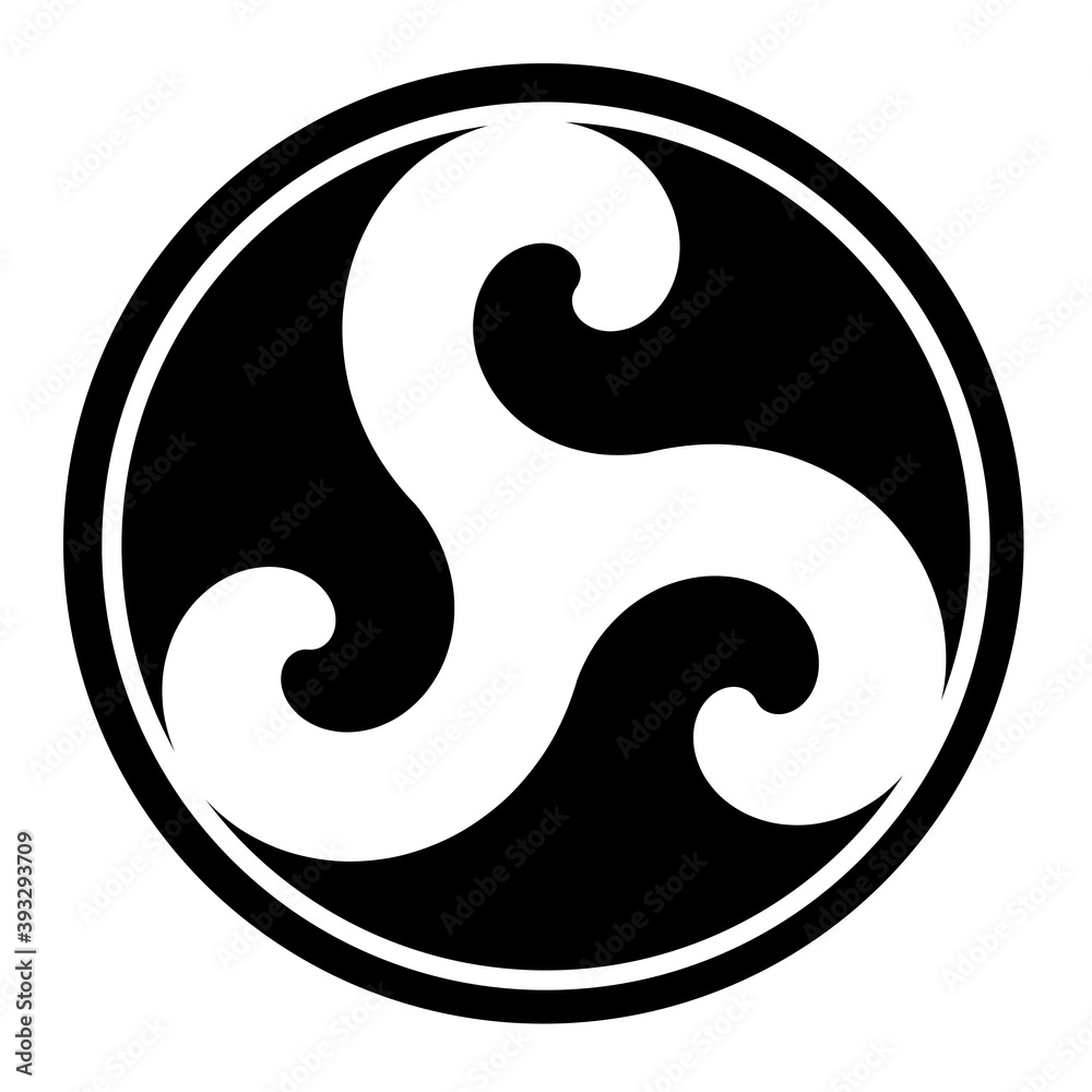 Triskelion symbol icon in a black circle Triskelion symbol icon in a black circle