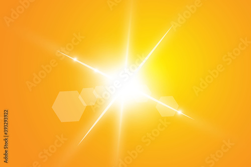  Warm sun on a yellow background. Leto.bliki solar rays