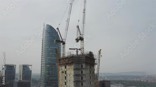 Aerial view of Istanbul Skyscrapers. 4K Footage in Turkey photo