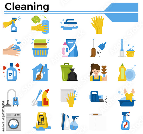 Cleaning icon set.