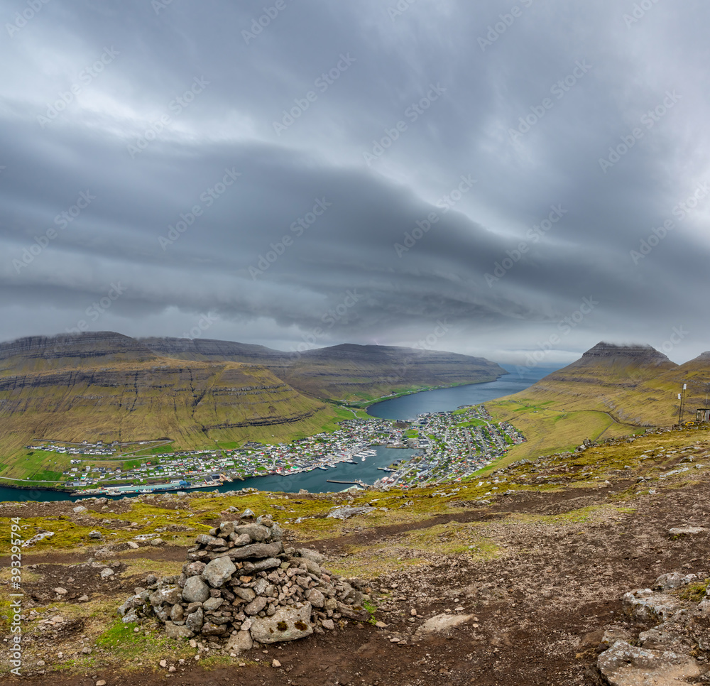 Klaksvik city top view in Faroe Islands Klaksvik city top view in Faroe Islands