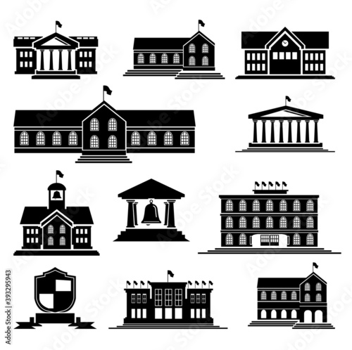 icon school and building vector