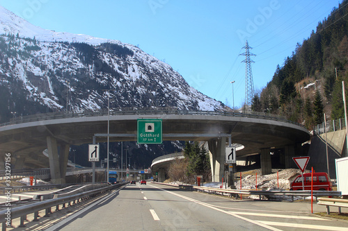 On the motorway A2 to Gotthard road tunnel (Switzerland) photo