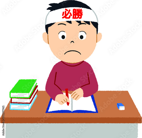 勉強をする受験生のイラスト
