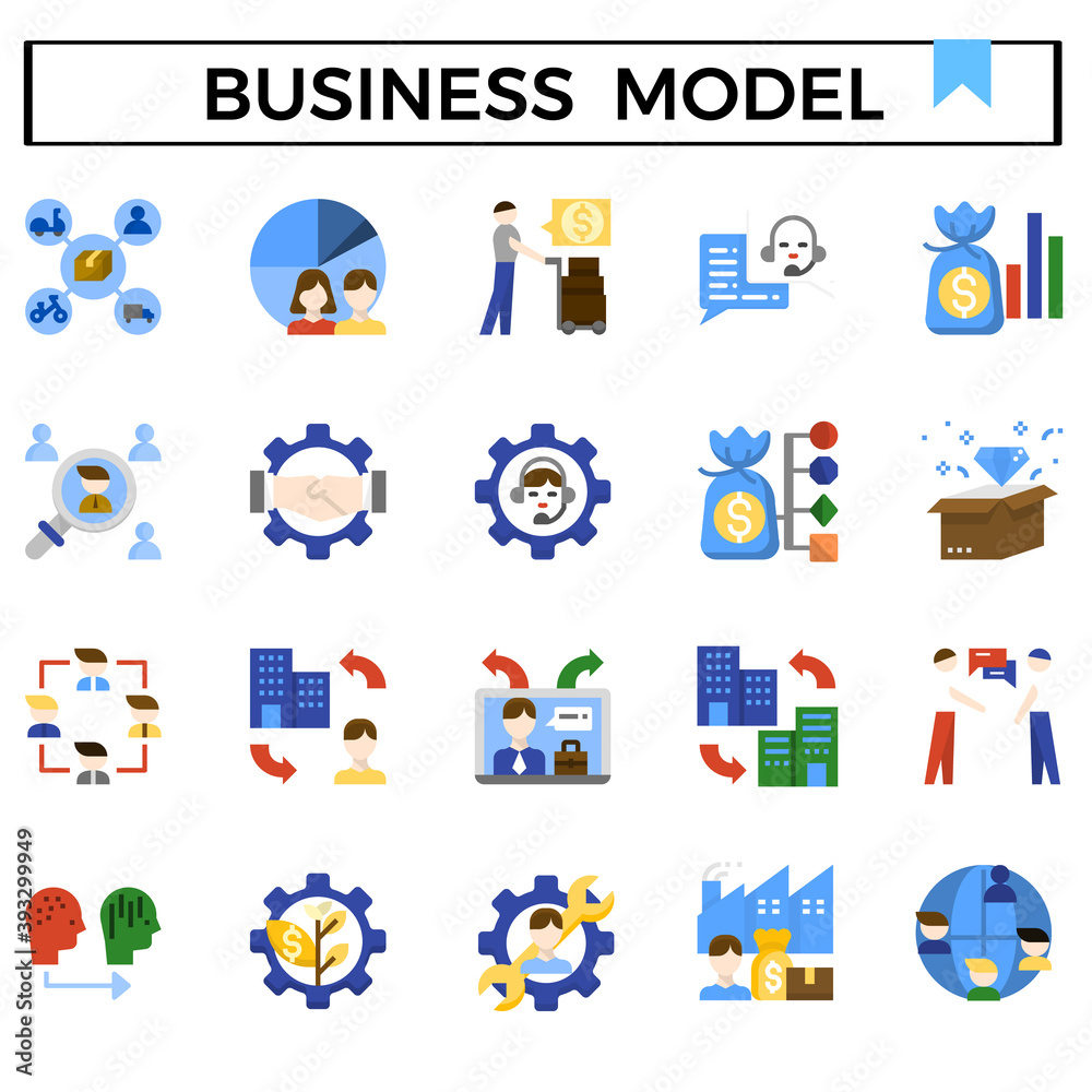 Business model icon set.