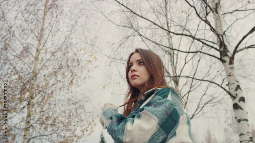 Teen Girl is in the forest in fall. Red Helium 8K Teen Girl is in the forest in fall. Red Helium 8K