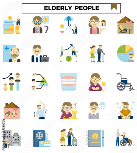 Elderly people icon set.