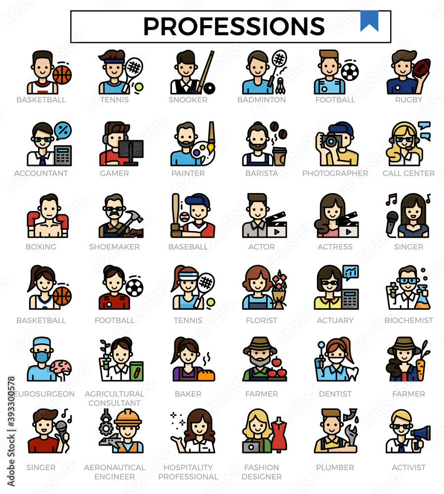 Fototapeta premium Profession icon set.