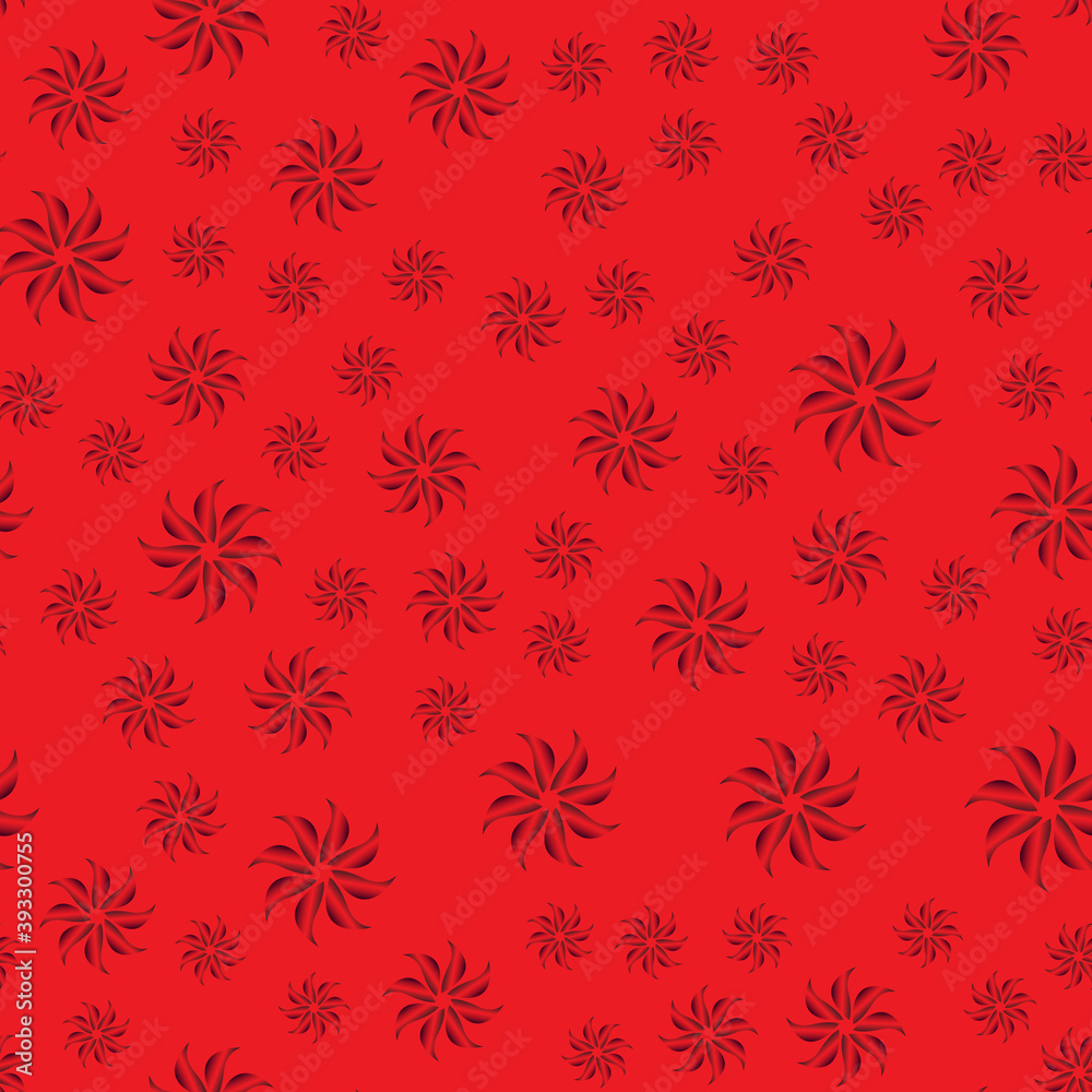Fototapeta premium Abstract flower seamless pattern on a red background.