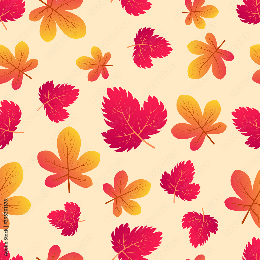 Obraz premium Autumn seamless background with colorful leaves