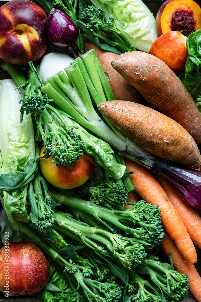 Fresh organic mixed fruit and vegetables Fresh organic mixed fruit and vegetables