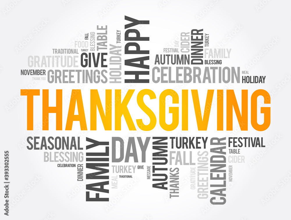 Thanksgiving word cloud collage, holiday concept Thanksgiving word cloud collage, holiday concept