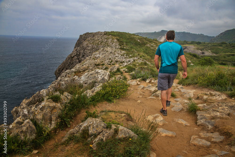 Man walking on the cliffs
