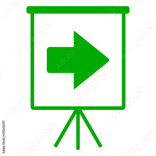 Pfeil nach rechts und Flipchart