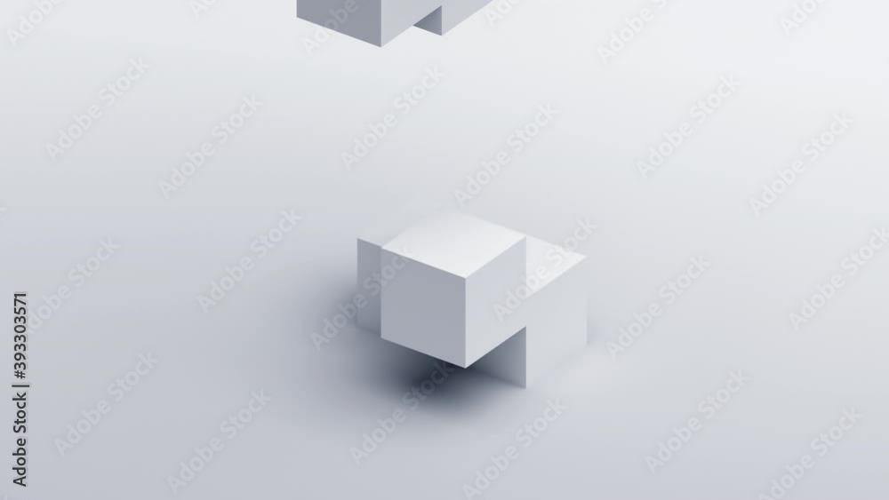 Abstract 3d render, geometric background with white cubes, modern animation, motion design, 4k seamless looped video