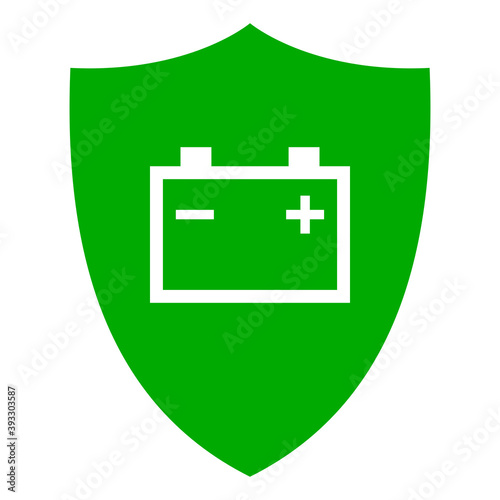 Autobatterie und Schild