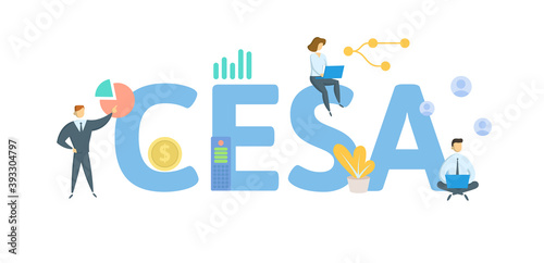 CESA, Coverdell Education Savings Account. Concept with keywords, people and icons. Flat vector illustration. Isolated on white background.