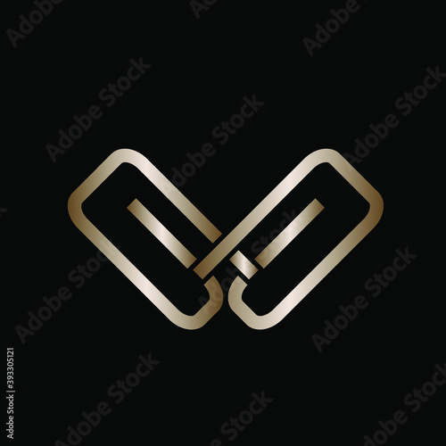 GG monogram.Typographic logo with double letter g.Character shapes in shiny golden metallic color isolated on dark background.Lettering icon.Uppercase alphabet initials.Intertwined geometric lines.