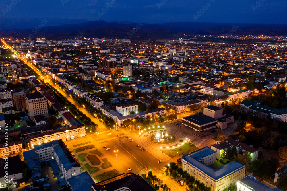 Nalchik city at night, the capital city of the Kabardino-Balkarian Republic, Russia Nalchik city at night, the capital city of the Kabardino-Balkarian Republic, Russia