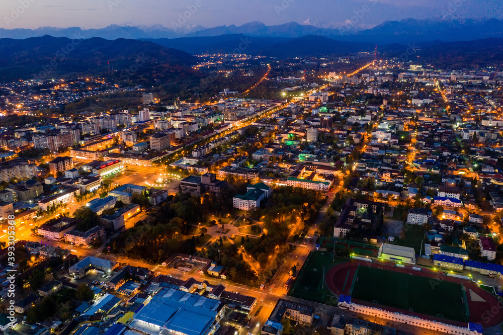 Fototapeta premium Nalchik city at night, the capital city of the Kabardino-Balkarian Republic, Russia