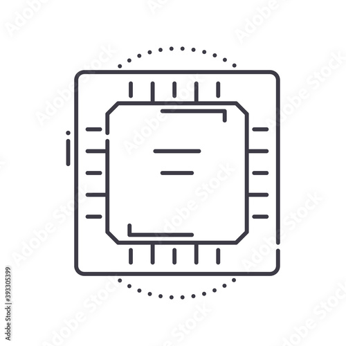 Cpu icon, linear isolated illustration, thin line vector, web design sign, outline concept symbol with editable stroke on white background.