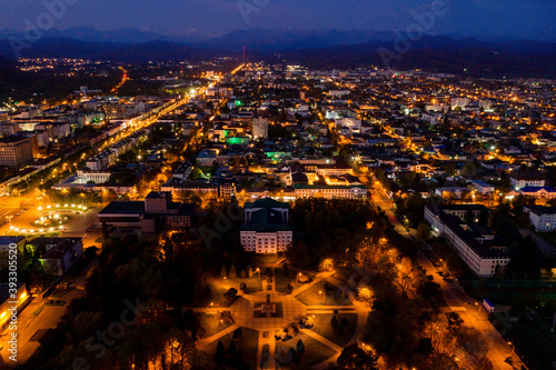 Nalchik city at night, the capital city of the Kabardino-Balkarian Republic, Russia