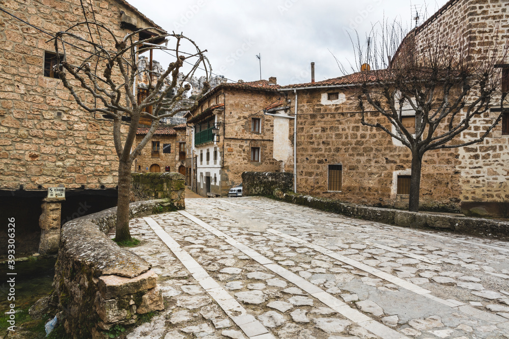 Streets of Orbaneja del Castillo in Burgos (Spain) without people