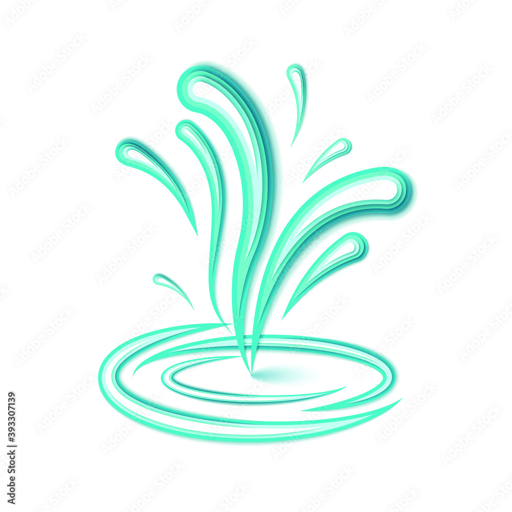 Abstract Paper Cut Ilustration Water Splash Drops Color Blue Background Vector Design Style
