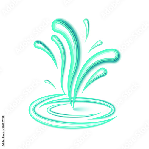 Abstract Paper Cut Ilustration Water Splash Drops Color Blue Background Vector Design Style