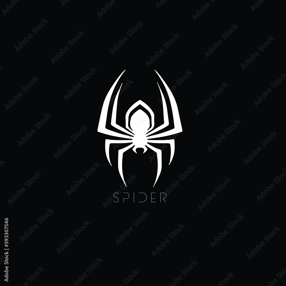 Obraz premium Creative Professional Trendy and Minimal Spider Logo Design in Black and White Color, Logo in Editable Vector Format