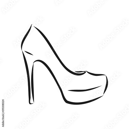 Woman's shoe, vector sketch, women's Shoe, vector sketch illustration
