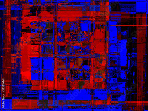 Abstract background 3D illustration. A striking combination of red, blue and black.