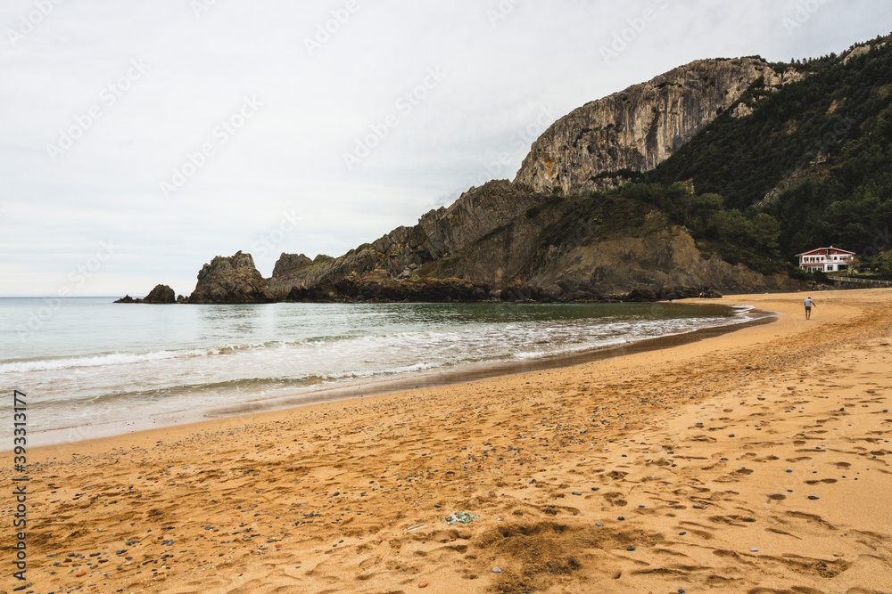 Laga's beach in Basque Country during a cloudy day in autumn Laga's beach in Basque Country during a cloudy day in autumn