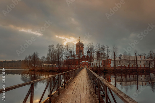 Holy Vvedensky island hermitage - Orthodox female monastery on island on Vvedensky lake, Pokrov, Russia © Julia Shepeleva